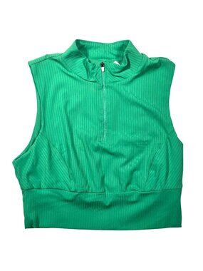 Spyder‎ Active Women's Green Ribbed 1/4 Zip Sleeveless Performance Top L